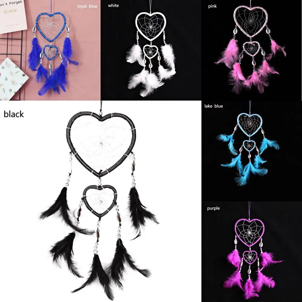 Ins Wall Love Heart Home Decoration Wind Chimes Dream Catcher Car Interior Feather