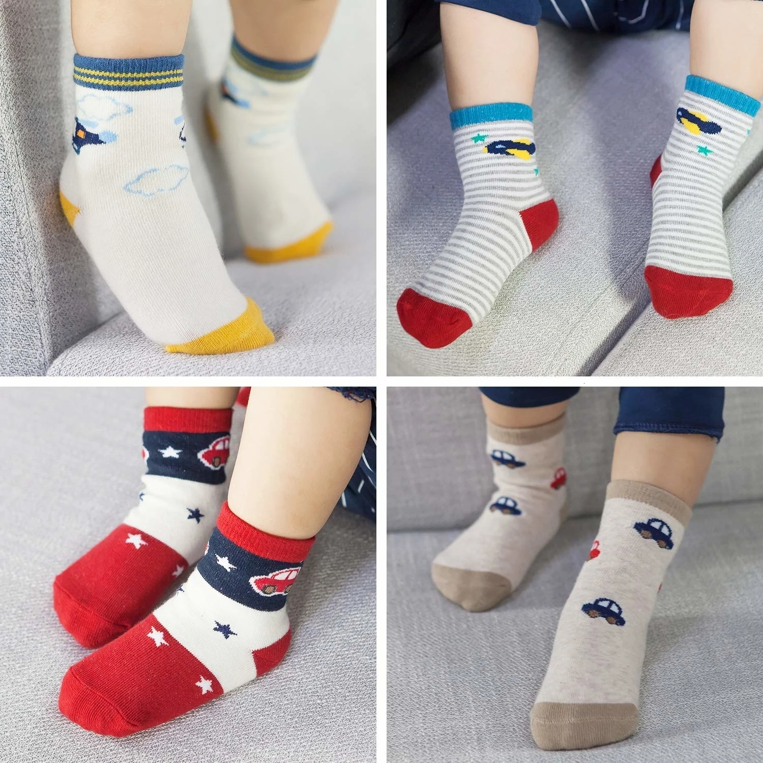 RICORIT/12 пар в упаковке, хлопковые носки для маленьких мальчиков, нескользящий комплект скольжения с захватами для детей 12-36 месяцев, носки для малышей, подарок