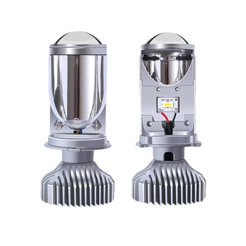 

2Pcs Car H4 LED Headlight Bulbs Spot Light with Mini Projector Lens 12V 5500K Warm White Fanless Easy Install