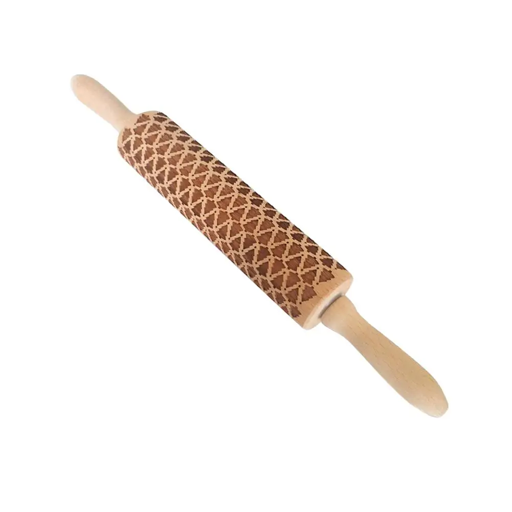 5 Types Christmas Rolling Pin Deep Embossed Christmas Tree Hot Flower Wooden Rolling Pins Kitchen Cooking Kneading Tool