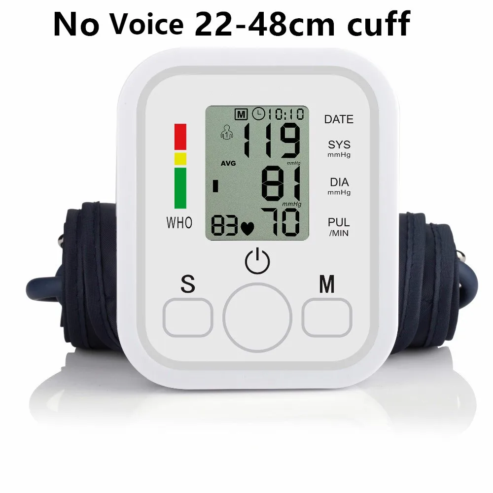 Портативный тонометр Сфигмоманометр измеритель сердечного ритма машина здравоохранения BP цифровой верхний монитор артериального давления на руку - Цвет: No Voice 22to48 Cuff