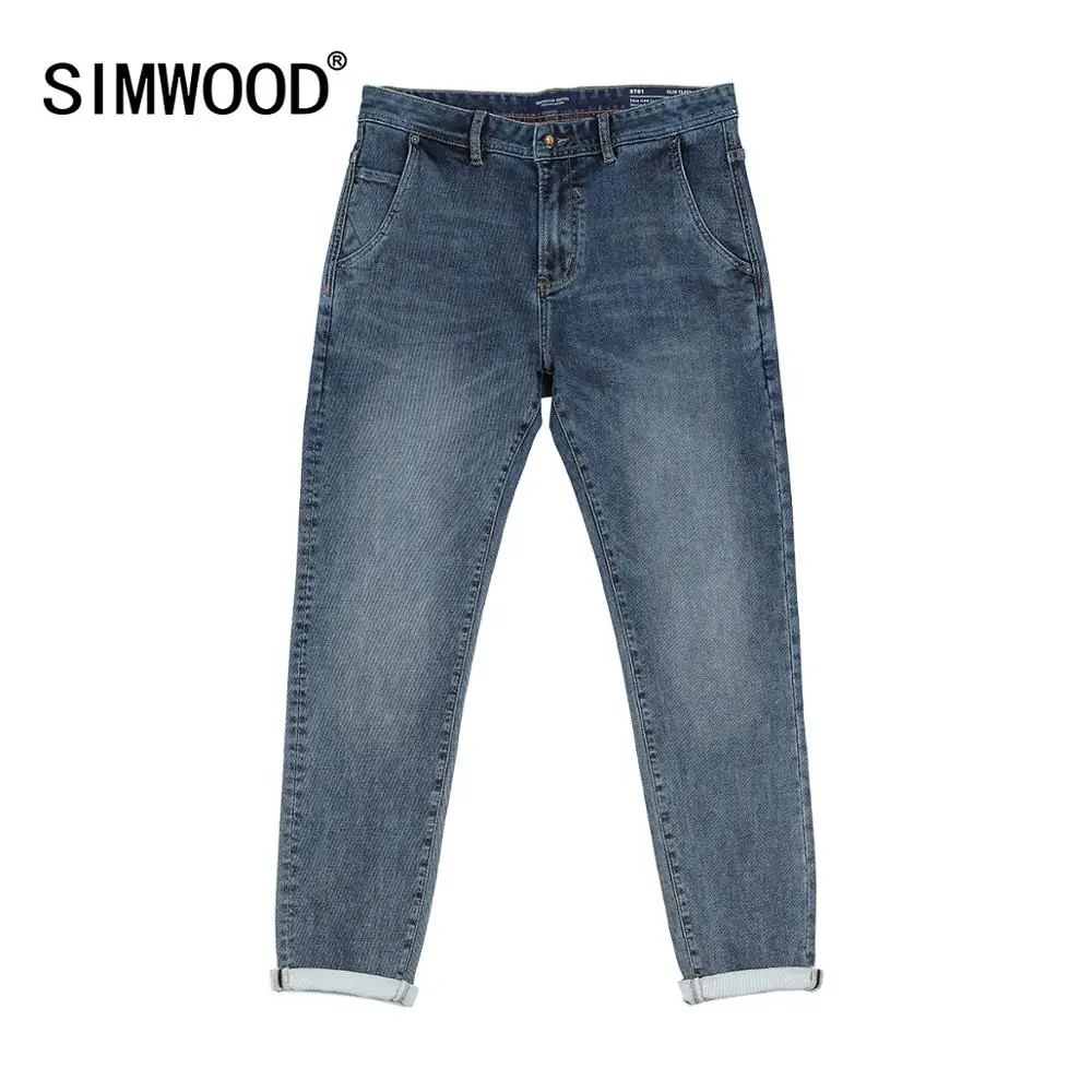 Мужские джинсы SIMWOOD черные с потертостями эластичные джинсовые брюки больших