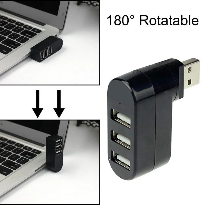 Хит-Высокое качество для ноутбука концентратор компьютера USB вращающийся сплиттер мини-адаптер 3 порта