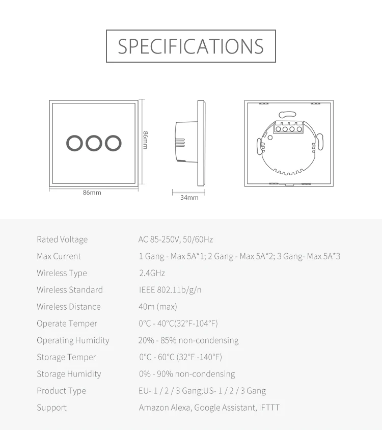 NEO Coolcam 1/2/3CH Wi-Fi настенный светильник переключатель Стекло Панель сенсорный Беспроводной дистанционного Управление переключатель Поддержка Alexa Google Home IFTTT