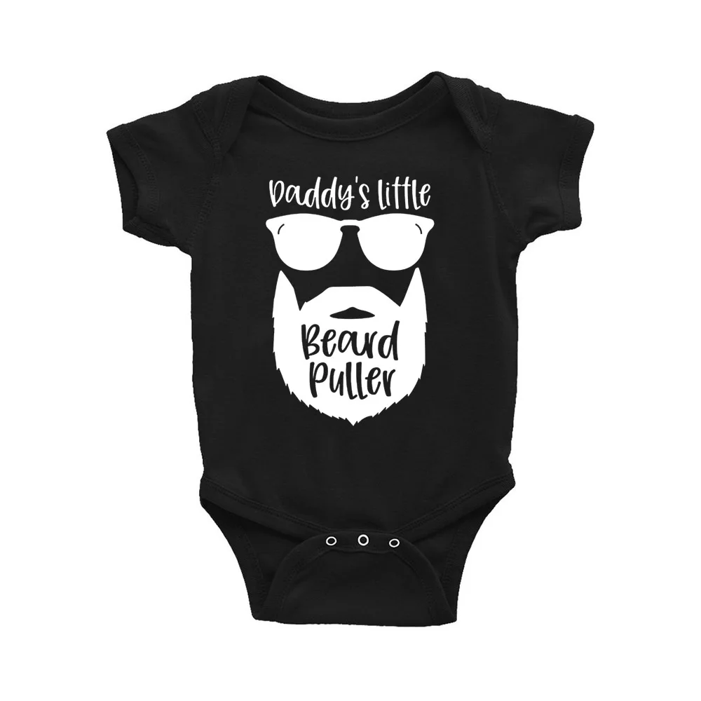 Koloyooya Newborn Boys Short Sleeve Daddys Little Beard Puller Cotton Bodysuit Jumpsuit