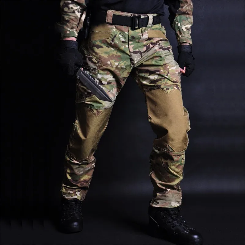 

Outdoor Camouflage Tooling Trousers Spring Autumn Men Military Training Climbing Sports Loose Multi-pocket Tactical Army Pants