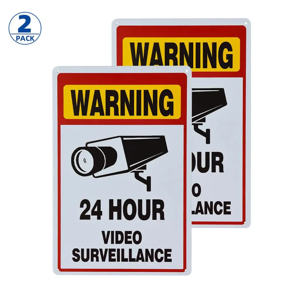 DL-2-Pack Предупреждение 24 часа видео наблюдения без знак запрета