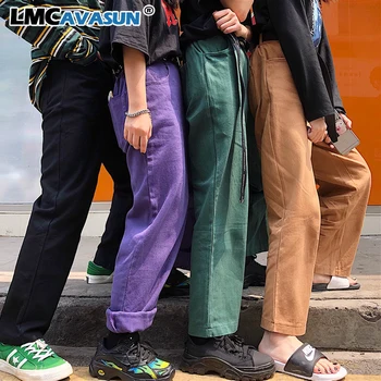 

Plus Size Slim High Waist Solid Vintage Thin Denim Cargo Pant Streetwear Korean Harajuku Women Man Trouser Casual Summer Autumn