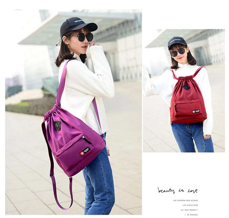 Outdoor Sports Running Large Capacity Drawstring Backpack Men And Women Swimming Fitness Waterproof Soft Back Backpack Gym Bag