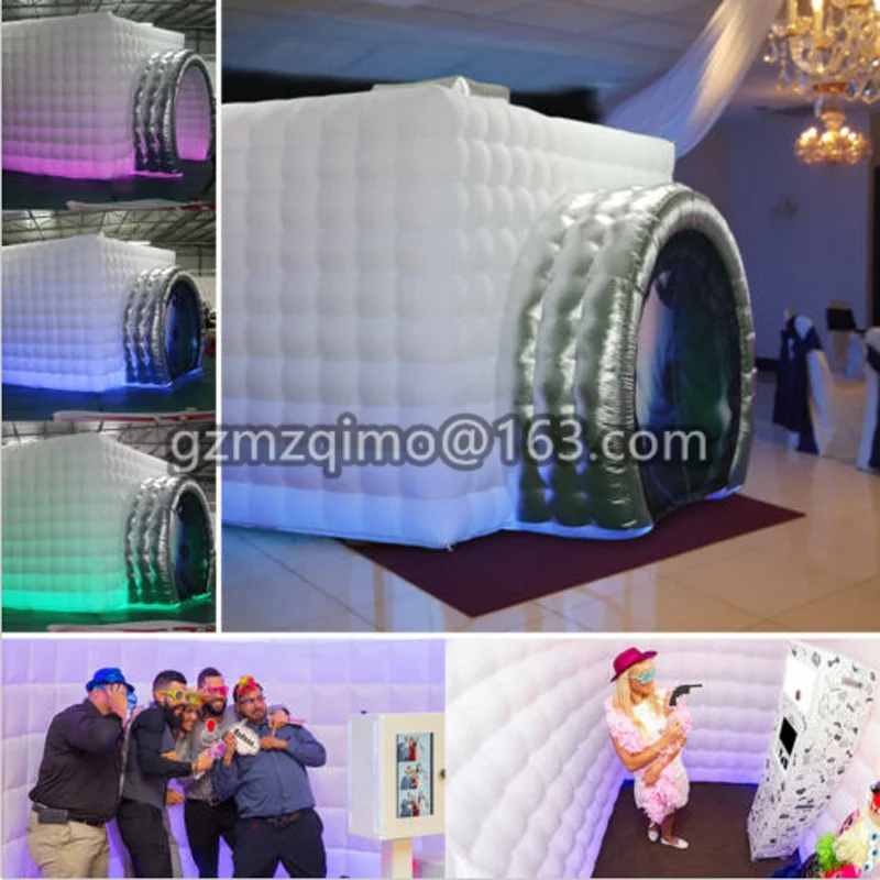 Portable inflatable cube photo booth two doors tent snapshot room with LED light Portable inflatable cube photo booth two doors tent snapshot room with LED light