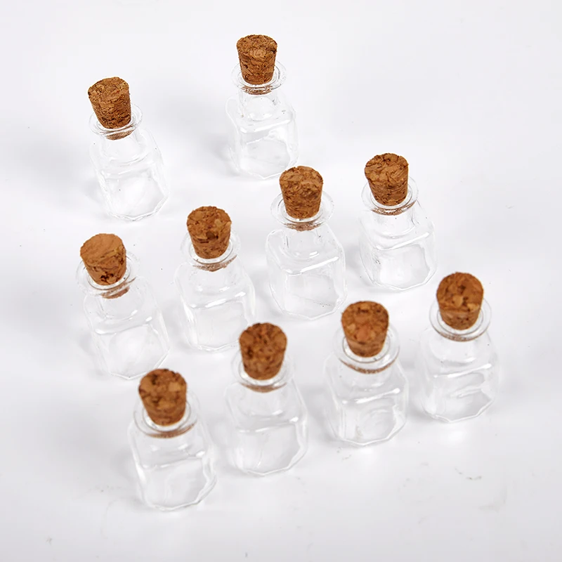 10Pcs Mini Glass Bottles New Small Vials Cork Glass Jar Multi Usage Cork