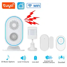 Système d'alarme domestique sans fil Tuya, wi fi 433MHz, sonnette de bienvenue intelligente, capteur de mouvement infrarouge PIR, détection humaine