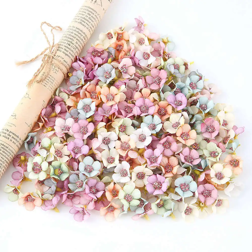 50&100pcs Mini Silk Multicolor Daisy Artificial Flower Heads For Wedding Wreath Scrapbooking DIY Gifts Candy Box Home Decoration