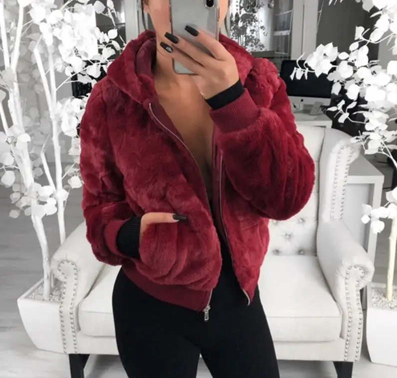 style8 Зимнее женское пальто из искусственного меха, теплые флисовые куртки, Короткие топы на молнии, верхняя одежда в стиле панк с карманами, толстовка с капюшоном, флисовая куртка, пальто - Цвет: style8