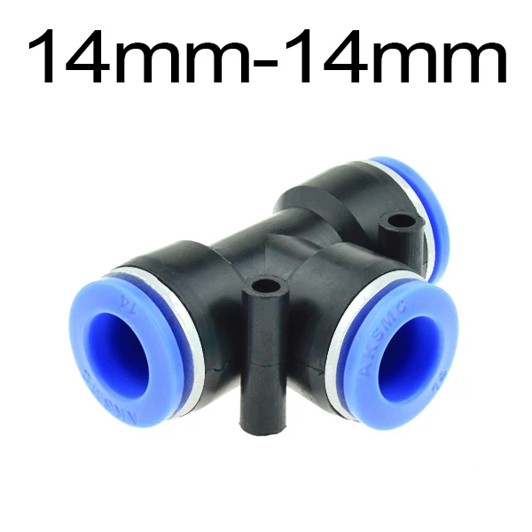 14mm-14mm 3-сторонний выход Т-образный ключ пневматический 10 мм 8 мм 12 мм, 6 мм, 4 мм, 16 мм наружный диаметр шланга пуш-ап-в Штуцер Воздуха быстрый разъем - Цвет: 14mm-14mm