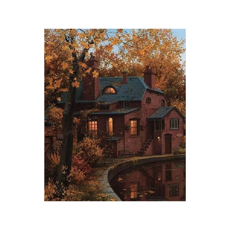 

Frameless Late autumn cottage Abstract Painting Diy Digital Painting By Numbers Modern Wall Art Picture For Home Wall Artwork