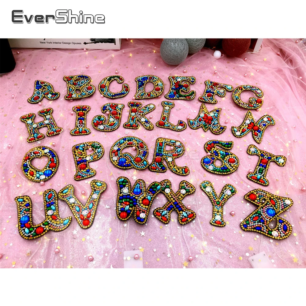 

EverShine Special Shaped Diamond Painting Accessories Keychain Letters Diamond Mosaic Art Keyring Bead Decor