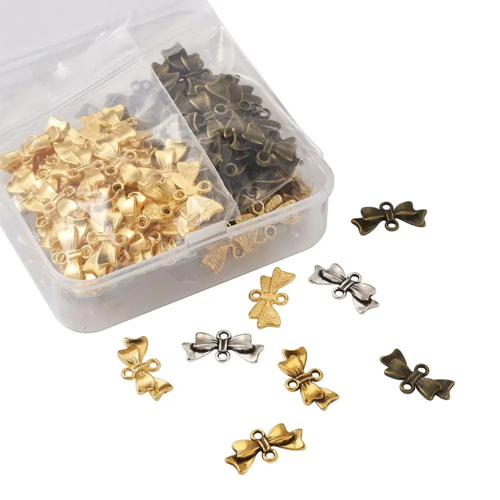 

160pcs/box Alloy Links Mixed Color Bowknot Connectors for Earrings Bracelets DIY Jewelry Making Accessories 20x10x3mm, Hole: 2mm