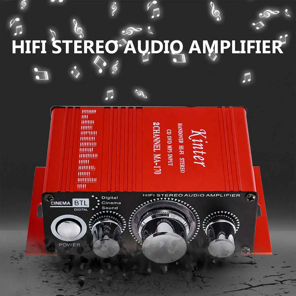 Kinter MA-170 20 Вт Мини Усилители звука hi-fi-стереозвук DIY 2,0 канал DC12V тройное управление НЧ алюминиевый корпус Авто
