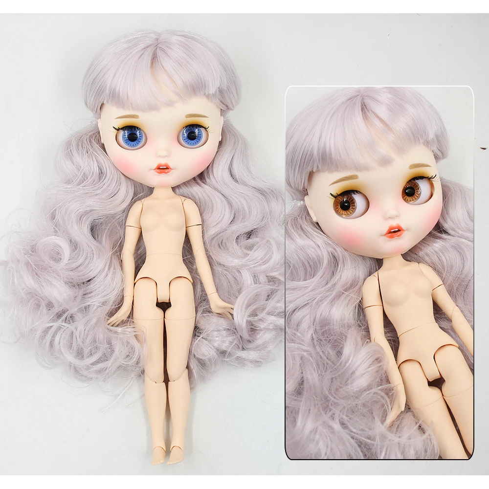 Neo Blythe Doll with Purple Hair, White Skin, Matte Smiling Face & Custom Jointed Body 1
