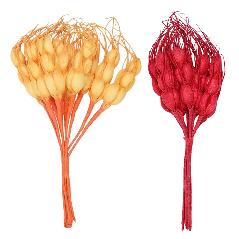 

20Pcs Foam Autumn Wheat Artificial Flower Bouquet for Wedding Decoration DIY Scrapbooking Decorative Wreath Fake Flowers, 10Pcs