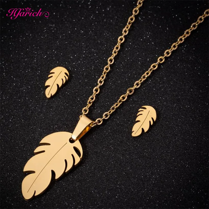 Gold Deer Set72 Hfarich набор ювелирных изделий из нержавеющей стали элегантный Микки бабочка из нержавеющей стали ожерелье серьги набор любовника обручальное колье - Окраска металла: Gold Deer Set72