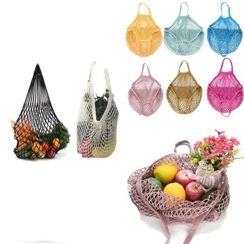 

1pcs Reusable Fruit Shopping String Grocery Shopper Cotton Tote Mesh Woven Net Shoulder Bag Mesh Net Shopping Bag Foldable