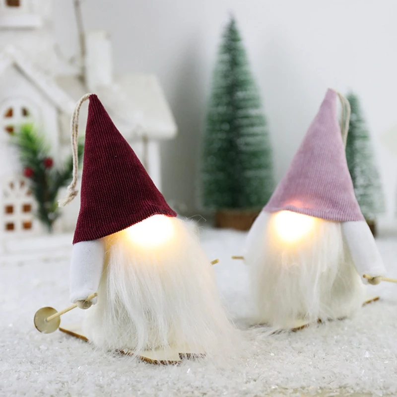 Рождественская плюшевая кукла Tomte Gnome со светодиодной подсветкой для носа