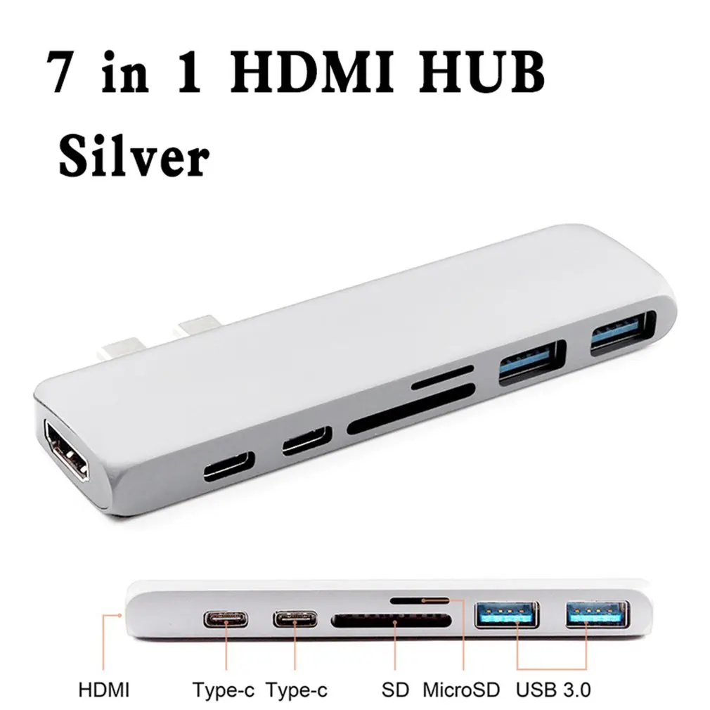 

Dual Port Usb C Hub 4K Hdmi Adapter Thunderbolt 3 Dual Usb 3.1 Data Type C Hub Tf Sd Pd Adapter For Macbook Pro Air 13
