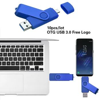 

High Speed 10pcs/lot Free Logo Micro USB Flash Drive 64GB OTG Usb 3.0 Pendrive Memory Stick pen drive 32GB 16GB 8G Business Gift