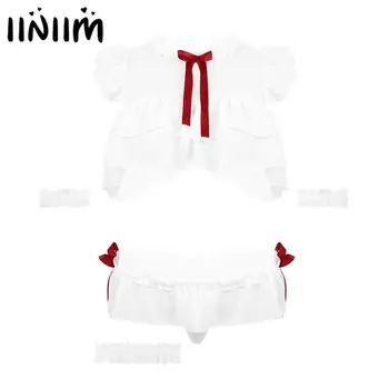 

iiniim Womens Ladies Cute Japan Maid Cosplay Sexy Costume Pajamas Chemise Lingerie Evening Parties Set for Night Sleepwear