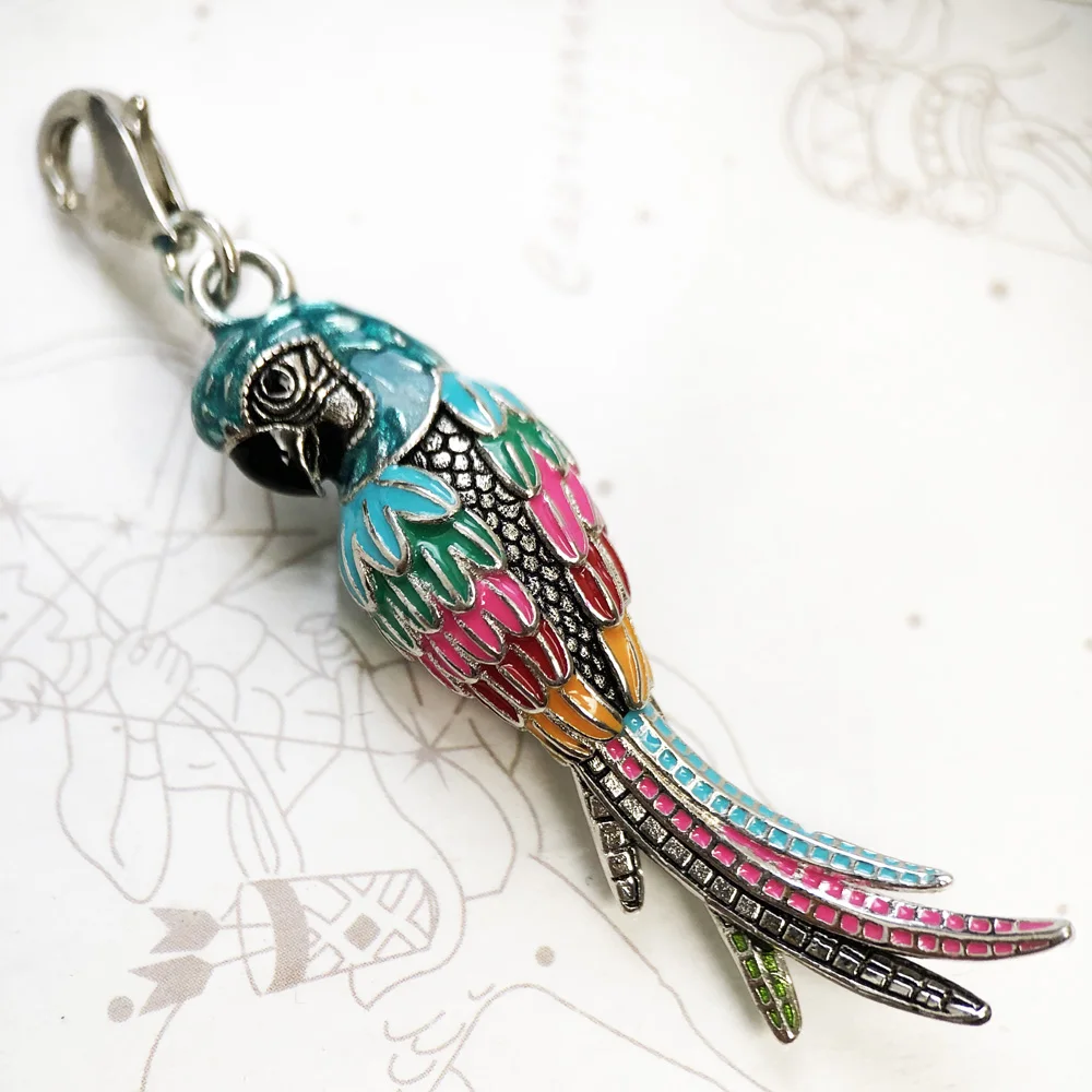 925 Sterling Silver Colorful Parrot Pendant Charm 2019 Summer Fashion Jewelry Gift Fit Bracelet For Women Men Fashion Jewelry - Image 4