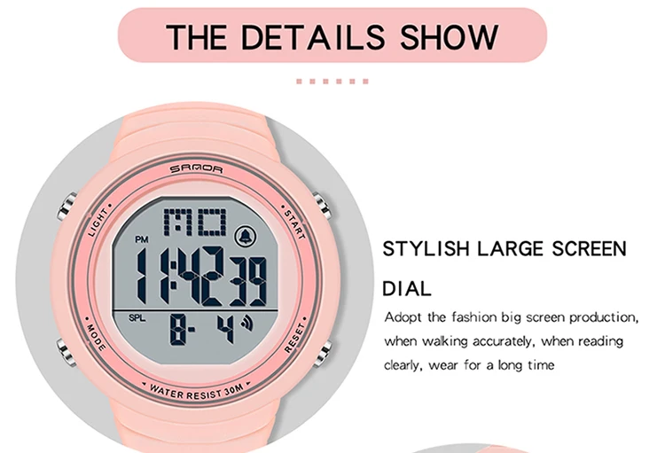 2021 SANDA New Fashion Trend Women Digital LED Sports Watch Multifunctional Waterproof Ladies Watch Silicone  Electronic watch