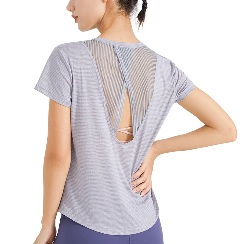 Sports T-Shirt Blouse Women Running Yoga Clothing Loose Mesh Breathable Quick Dry Clothes Fitness Top Short Sleeves Outdoor