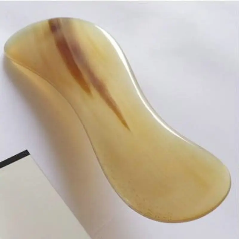 Gua sha инструмент большой и широкий s-тип красоты лица лучше. Подлинный натуральный белый соскабливающий массаж с рогом буйвола