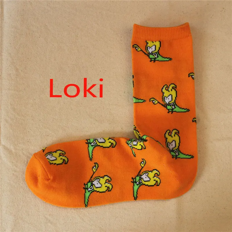 Loki Железный Для мужчин носки Капитан Америка сапоги до колена высокие сапоги теплая, с вышитым рисунком противоскользящие Повседневное носки герой комиксов Marvel общего носки с персонажами из мультфильмов - Color: Loki