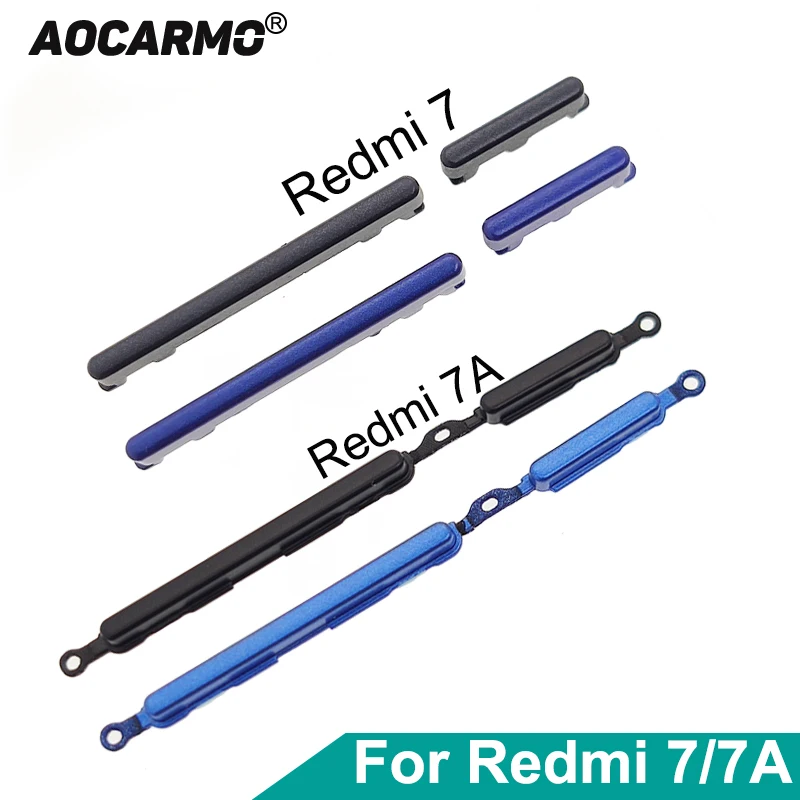 Aocarmo For Xiaomi Redmi 7 7A Power On Off Button + Volume Up Down Switch Side Key Replacement Part phone switch key power volume control button