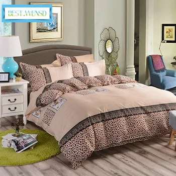 

BEST.WENSD Stripe lattice 3-4 piece bedding Duvet Cover sets quality home textiles Soft Comfortable Leopard Print bedsheet set