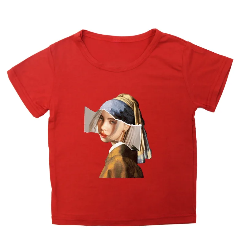 20 Billie Eilish/детская футболка для детей Летний хлопковый топ с короткими рукавами и принтом для маленьких детей - Цвет: 20