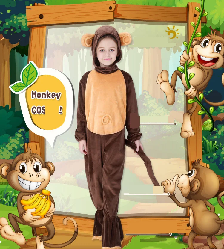 colour Кигуруми один кусок мальчик милый мультфильм одежда с обезьянкой Косплей Костюм Мягкий комбинезон для детей детские пижамы подарок на день детей - Цвет: colour