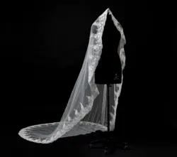 3 Meter Customized Wedding Veil Applique Edge with Comb Wedding Accessories White Ivory custom made Bridal Veils in Stock 2020