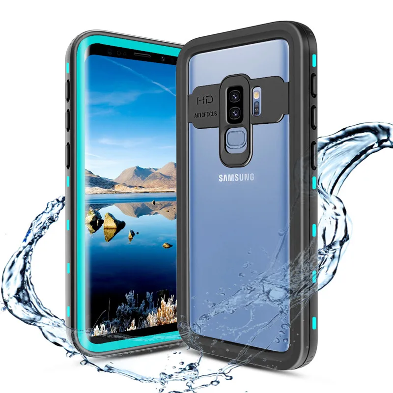 Grass Blue SHELLBOX IP68 Водонепроницаемый чехол для samsung S9 Plus чехол TPU с ПК материал подводный чехол для Galaxy S9 Plus водонепроницаемый чехол - Цвет: Grass Blue