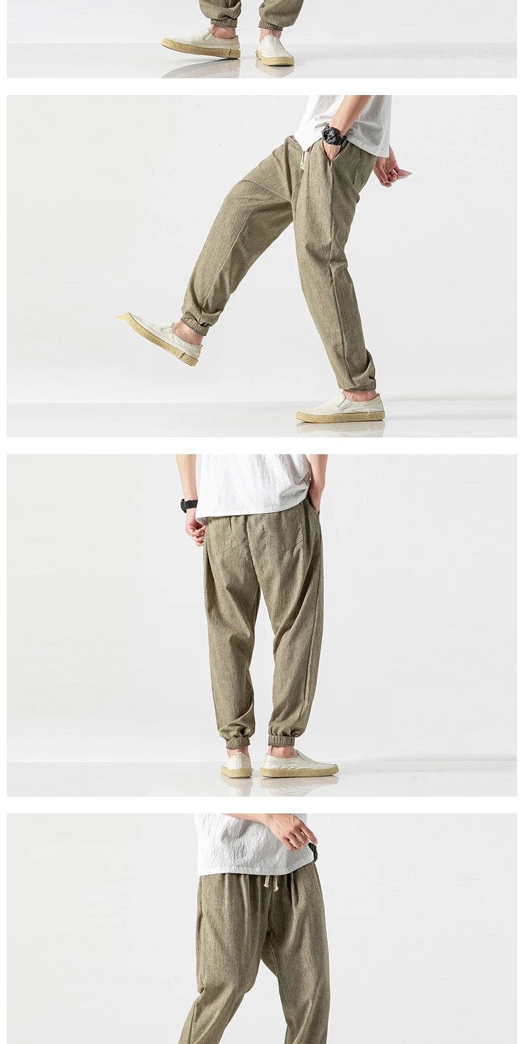 Japanese thin bloomers, linen pants, cotton and linen harem pants men  harajuku fashion  japanese fashion mens hip hop clothing