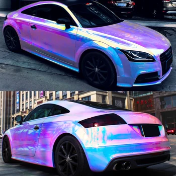 

50*135cm Electro Coating Green White Car Body Film Color Change Vinyl Wrap Paper Sticker for Motorcycle Bike Laptop Mobile