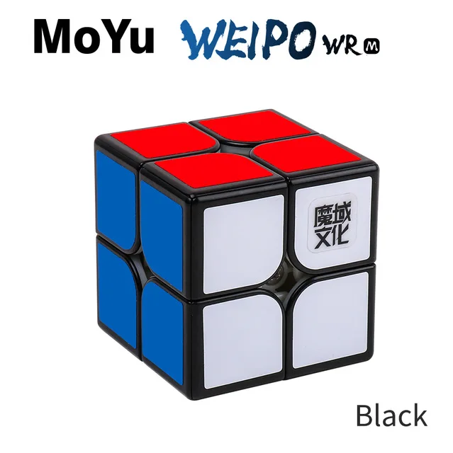 MoYu WeiPo WRM 2x2x2 скоростные магнитные магические кубики WeiPo WR 2x2 Magico cubo профессиональные Детские пазлы Игрушки - Цвет: WR M Black