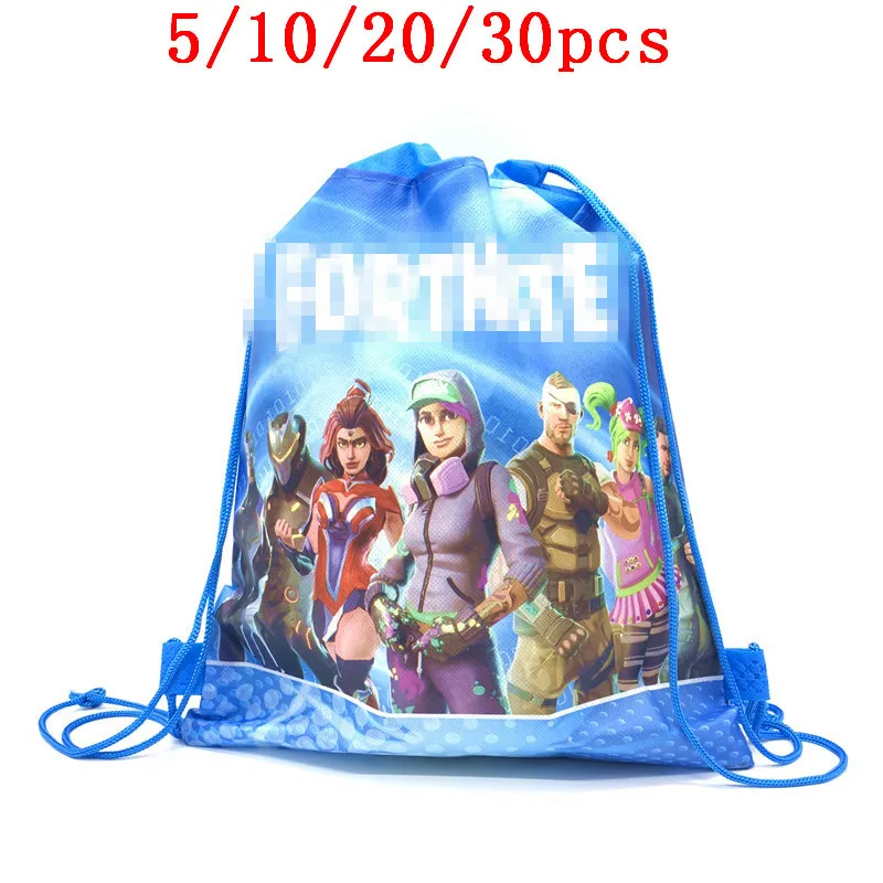 

5/10/20/30PCS Birthday Decorate Baby Shower Drawstring Bag Boys Favors Fortress night Gamepad Theme Non-woven Fabric Backpac