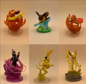 

6PCS/Set Move Wizard Vol.01 Kala Mew Elf Pikachu Charizard Eevee Figurals Brinquedos Gifts For Children