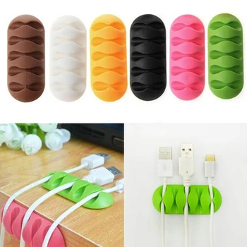 

New 1Pc Cable Winder With 5 Slots Earphone Cable Organizer Wire Storage Charger Holder Organizer Cord Management Clips