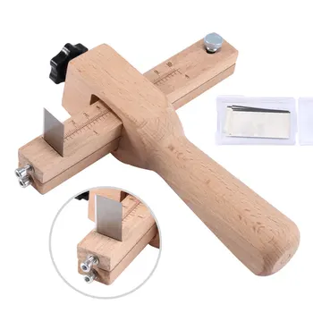 

Adjustable Leather Craft Cutter Strap Belt DIY Hand Cutting Tools Precise Wooden Leather Strip Cutter with 5 Sharp Blades