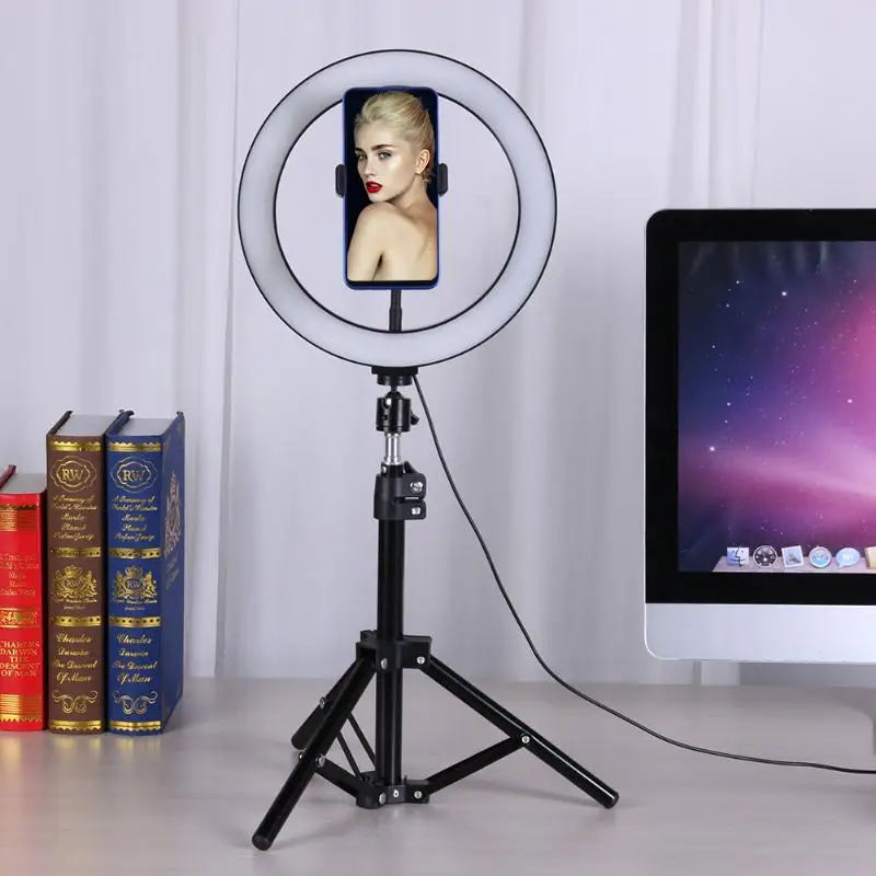 10 дюймовое светодиодное кольцо для селфи портативность компактное фото и